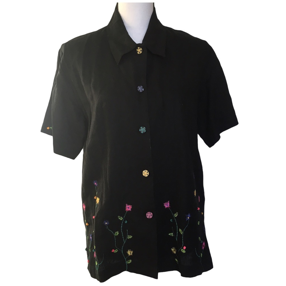 Linen- Erin London Short Sleeve Blouse, Size S